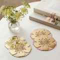 Gilded Flower Coasters | Set of 4 | Gold with pink & ivory
