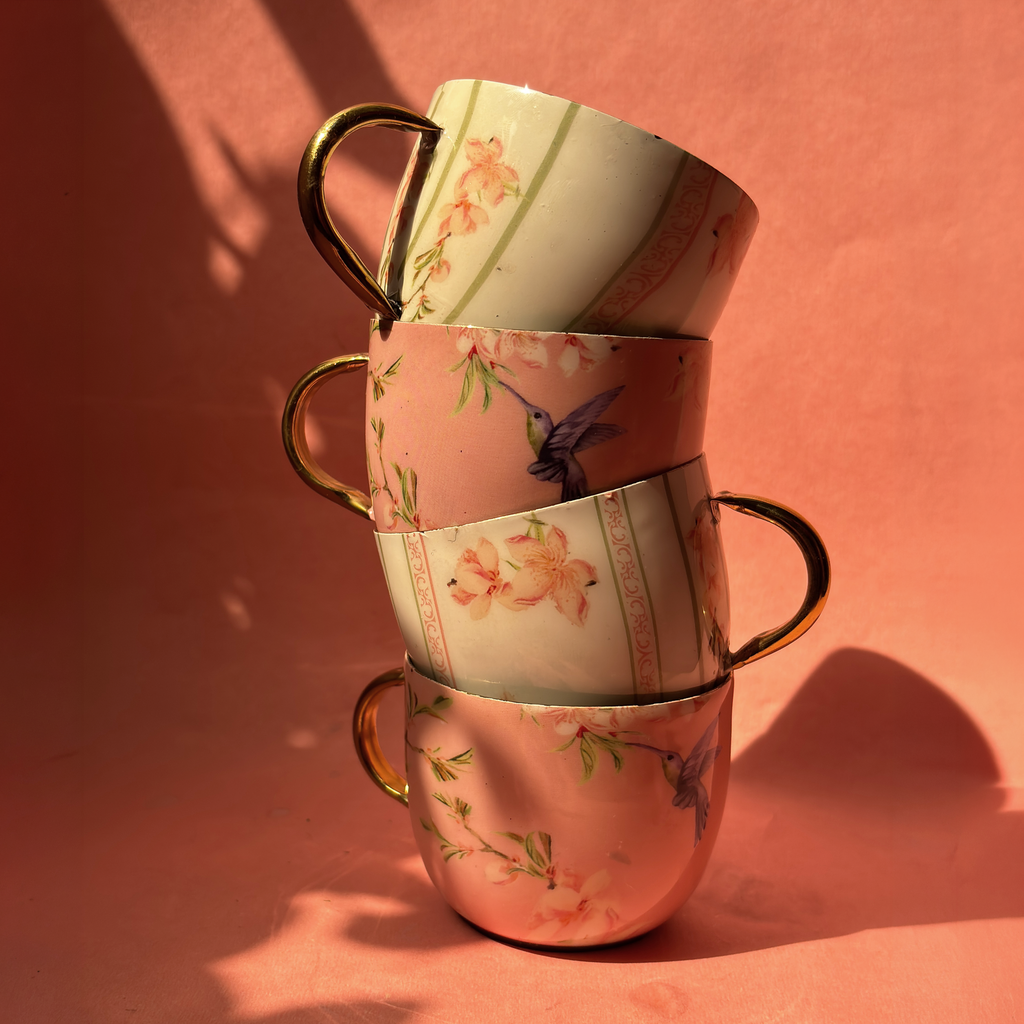 Humming Tea Cups | Set of 2 | Pink & White