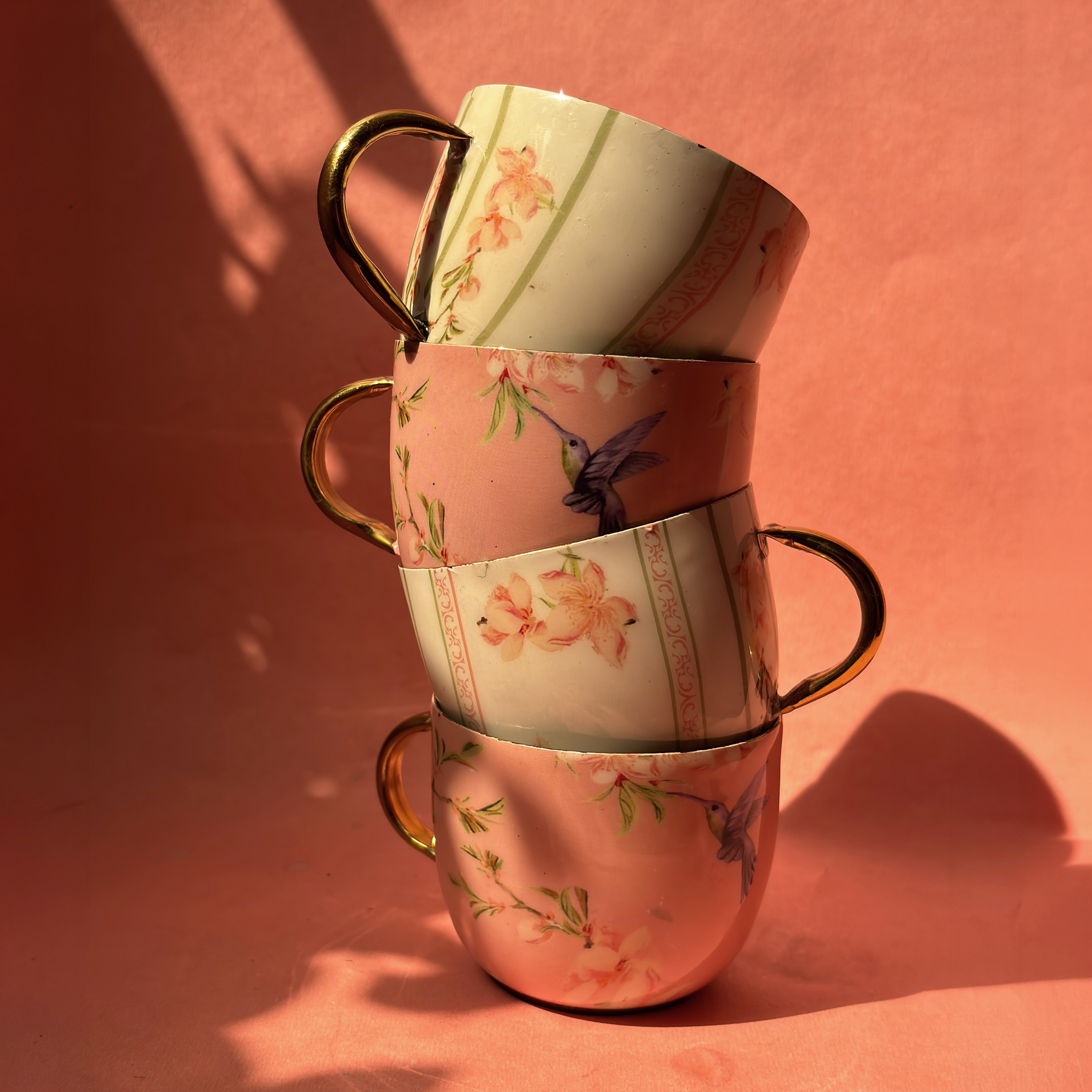 Humming Tea Cups | Set of 2 | Pink & White