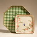 Gilded Flower Tray | Set of 2 | Gingham & Floral